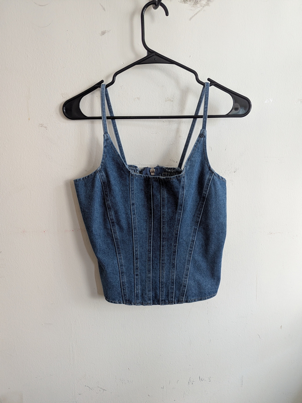 Dark Blue Denim Corset Crop Top